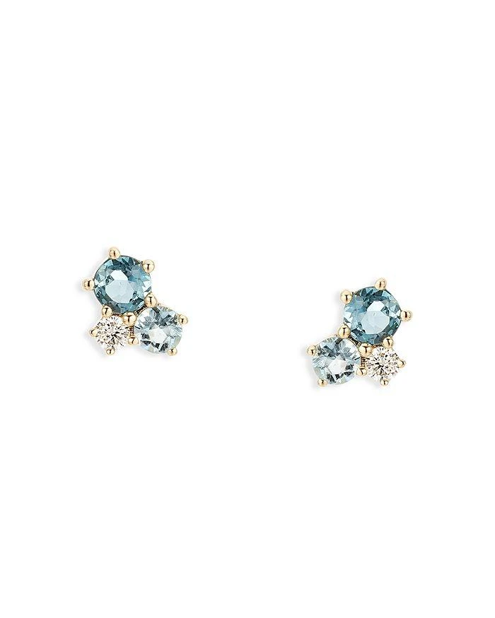 Adina Reyter 14K Yellow Gold Topaz, Aquamarine & Diamond Trio Bubbles Earrings 1