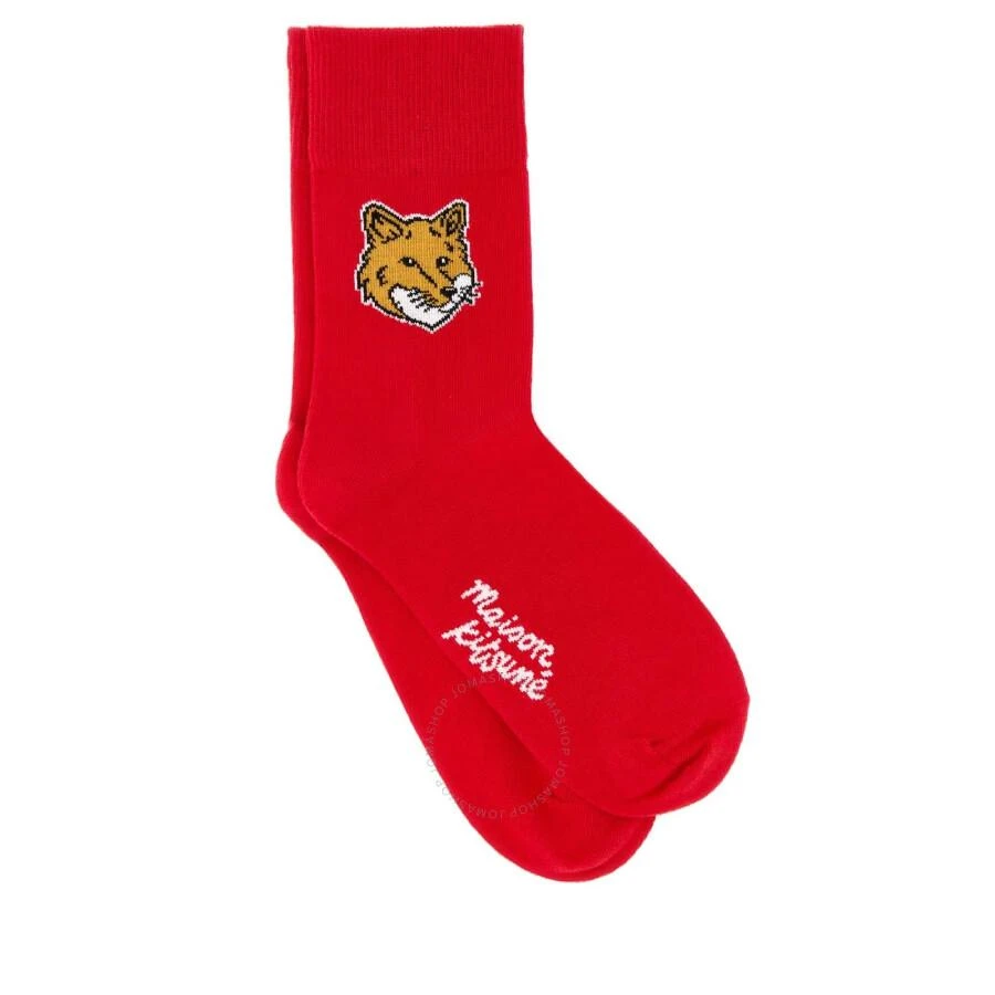 Maison Kitsune Fox Head Intarsia-Knit Cotton-Blend Socks