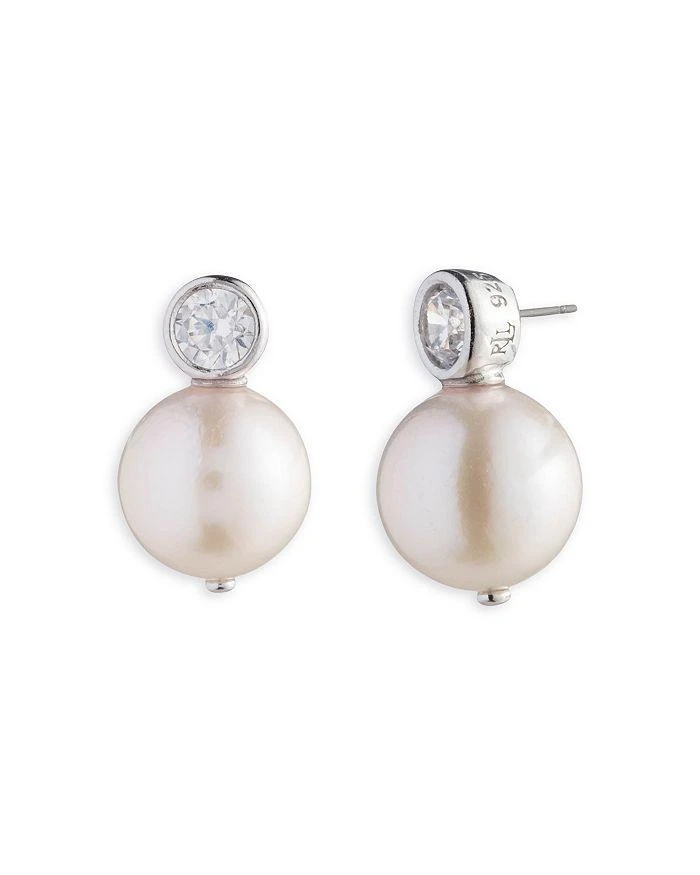Ralph Lauren Cubic Zirconia & Cultured Freshwater Pearl Stud Earrings in Sterling Silver