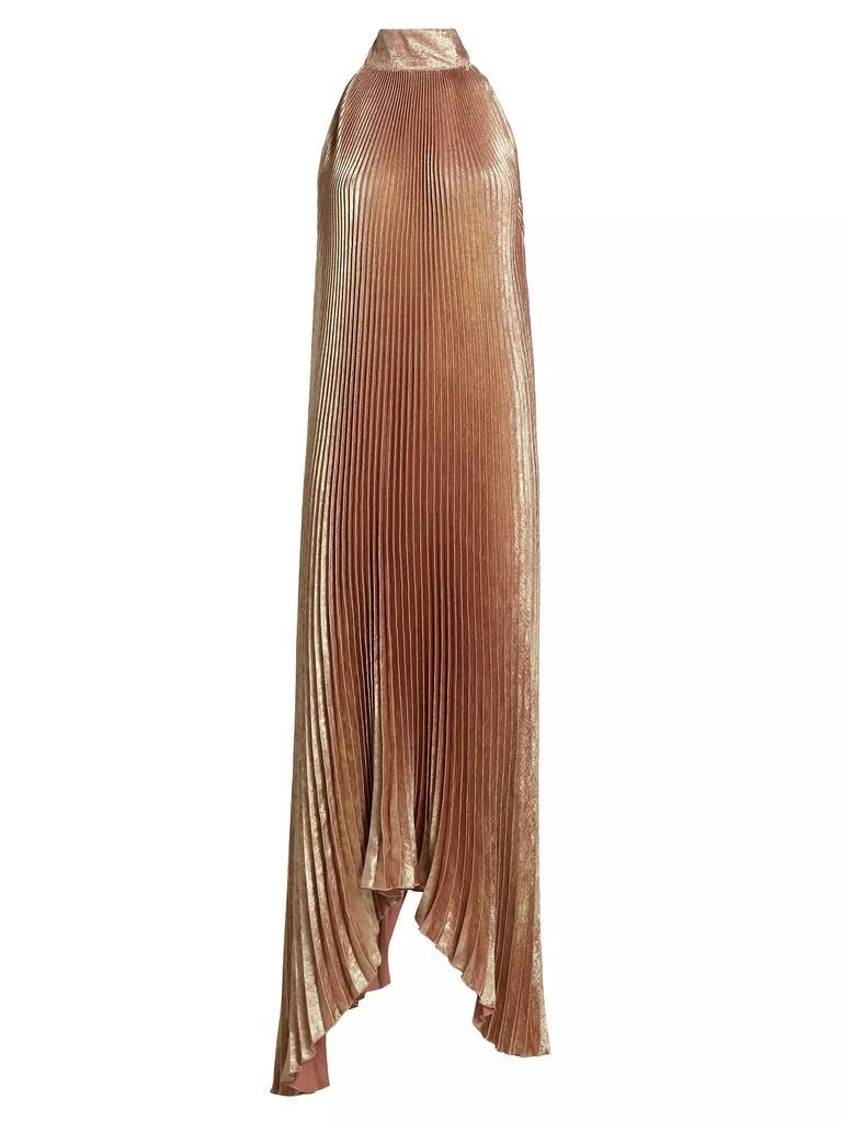 L'Idée La Fete Olympia Metallic Pleated Halterneck Gown 1