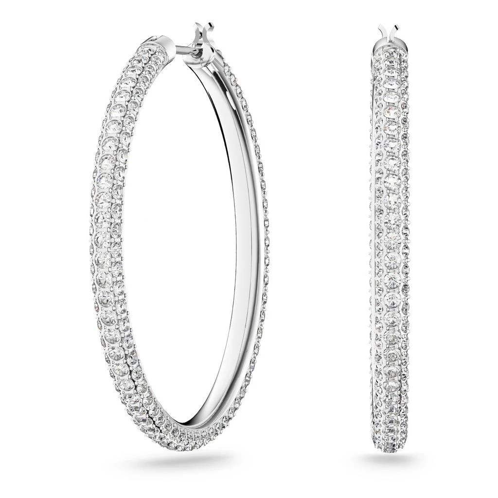 Swarovski Stone hoop earrings pave large white rhodium plated 1