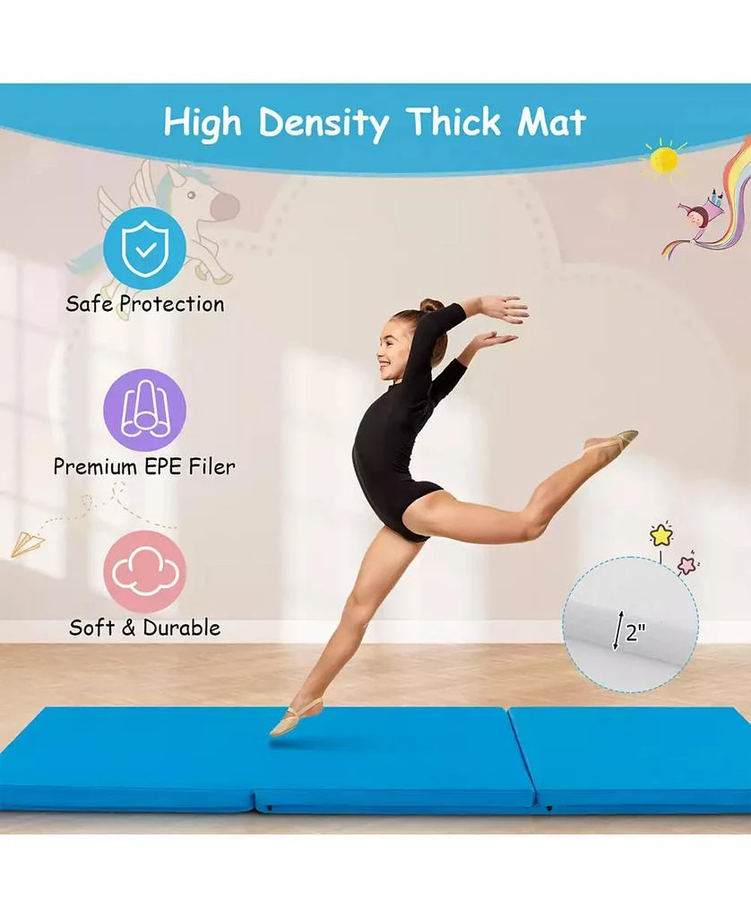 SUGIFT 6 x 2 FT Tri-Fold Gym Mat with Handles and Removable Zippered Cover-Blue 8