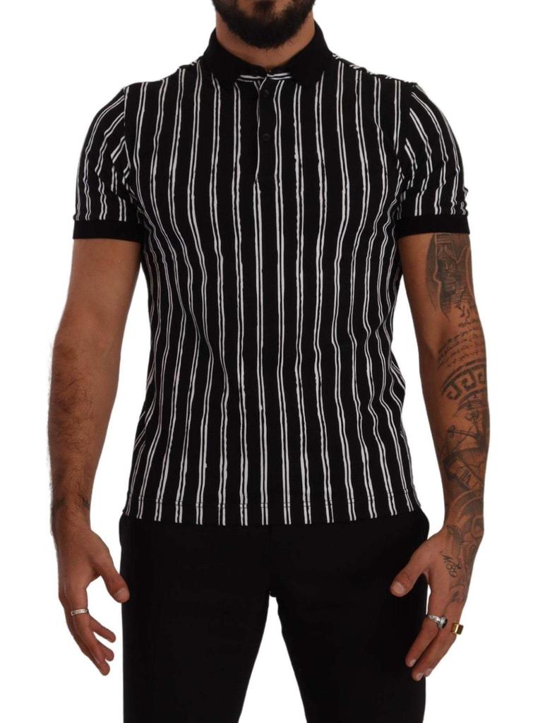 Dolce & Gabbana Dolce & Gabbana Black White Striped Polo Short Sleeve  T-shirt