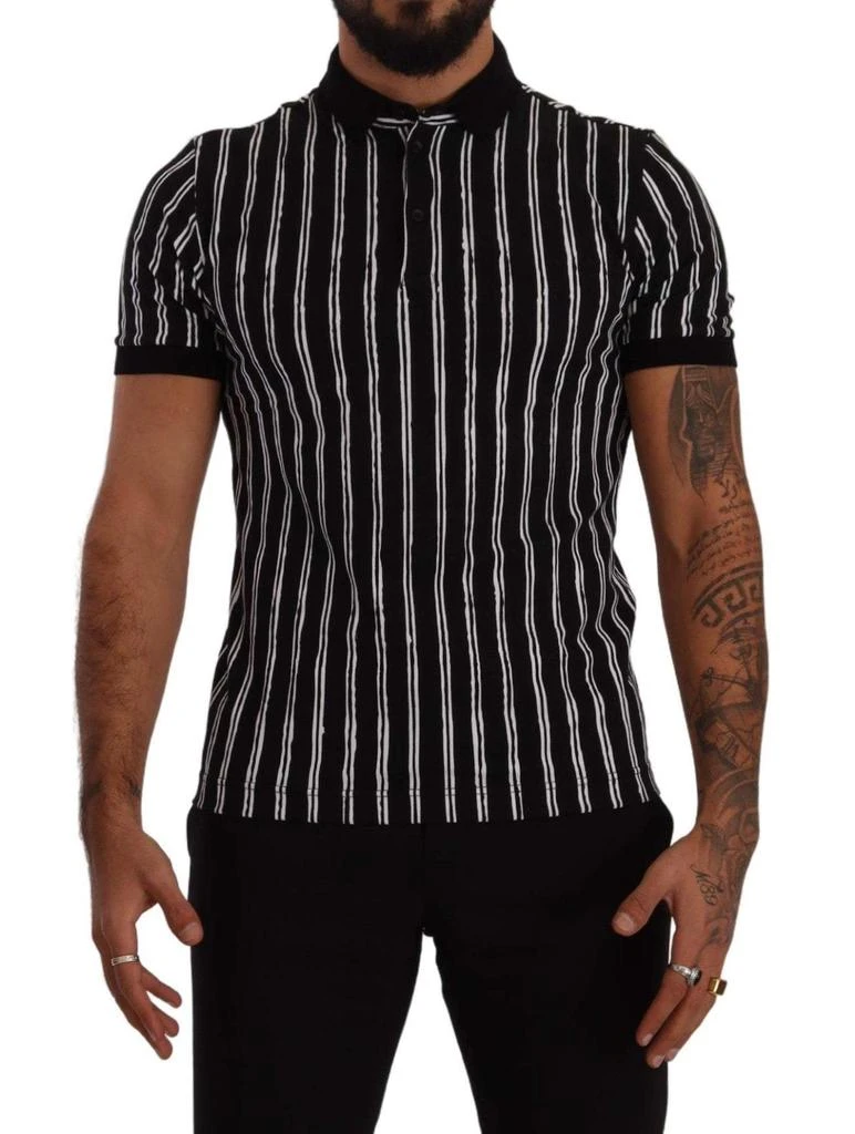 Dolce & Gabbana Dolce & Gabbana Black White Striped Polo Short Sleeve  T-shirt 1