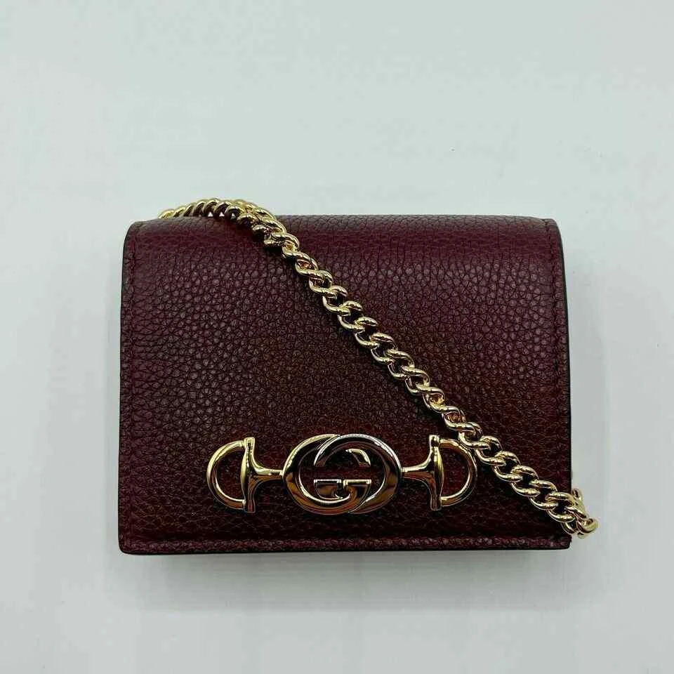Gucci Zumi Leather gold Chain Bi-Fold Mini Wallet 2