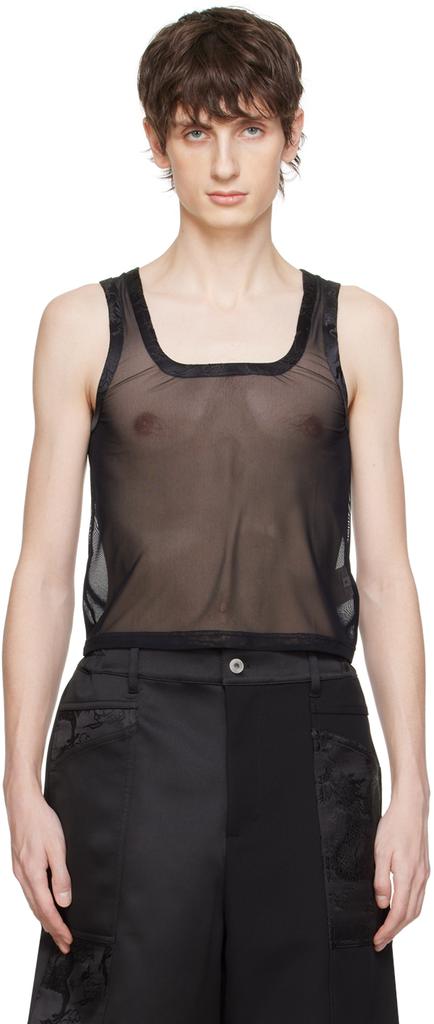 Feng Chen Wang Black Jacquard Tank Top