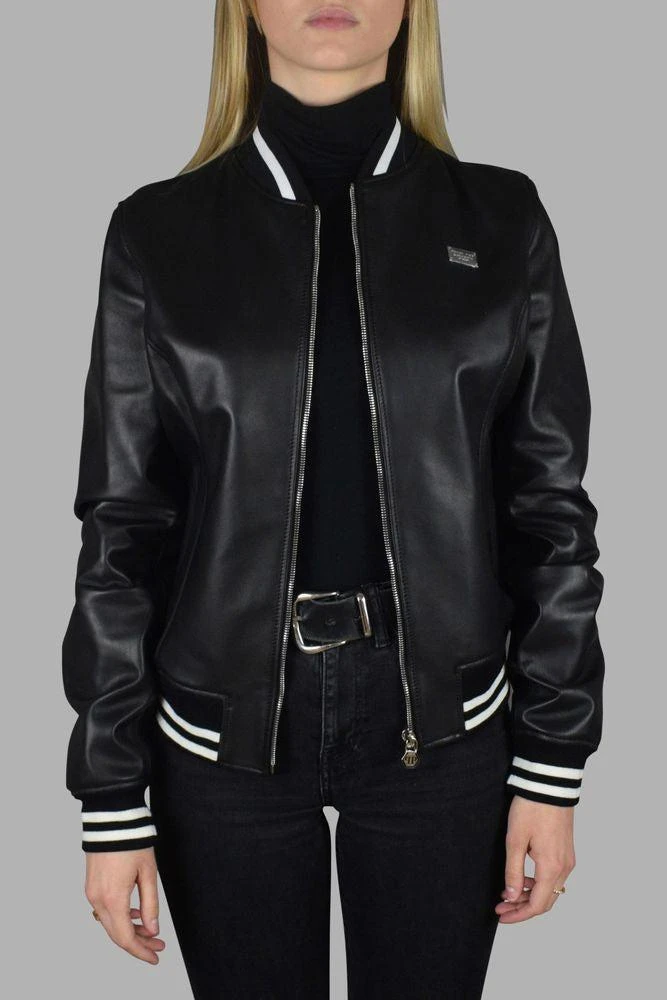 Philipp Plein Leather Bomber Jacket With Heart 2