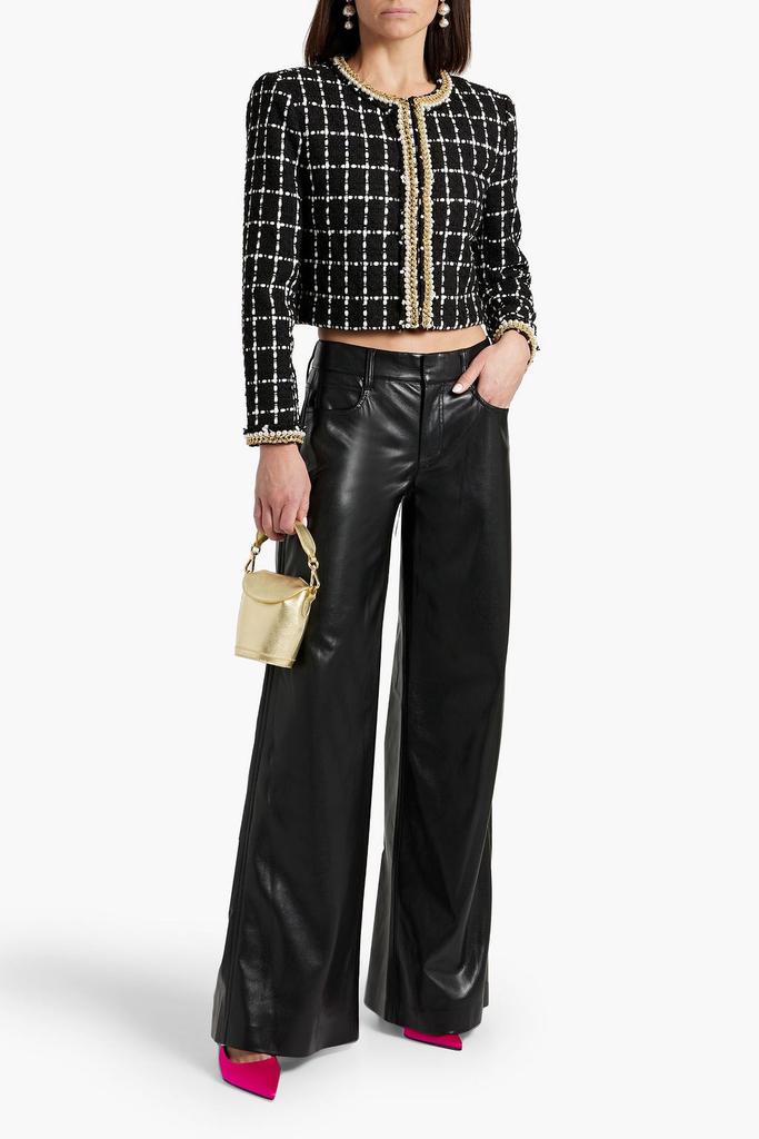 Alice + Olivia Sabina embellished checked metallic bouclé-tweed jacket