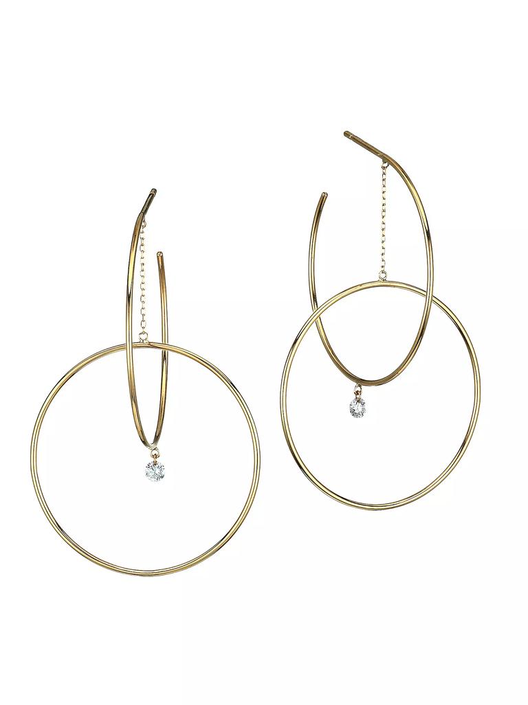 Persée Turn Around 18K Yellow Gold & Diamond Orbiting Hoop Earrings