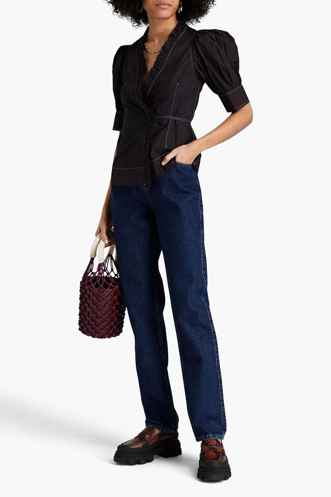 Ganni Cotton-poplin wrap blouse 2