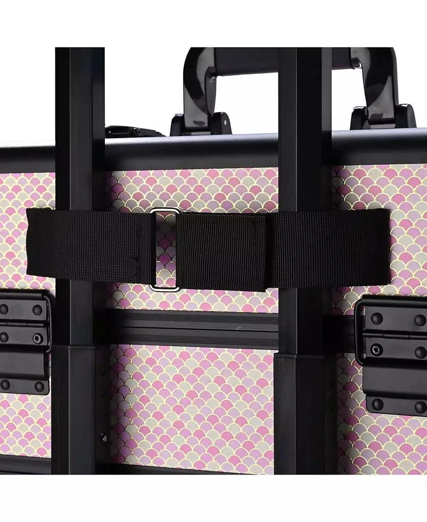 Byootique Large Rolling Makeup Case on Wheels 4in1 Cosmetology Art Deco Bloom 6