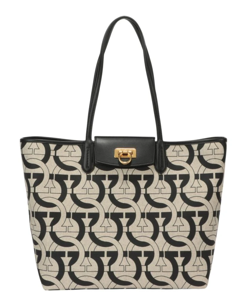 Salvatore Ferragamo Gancini Print Canvas Tote Bag 1