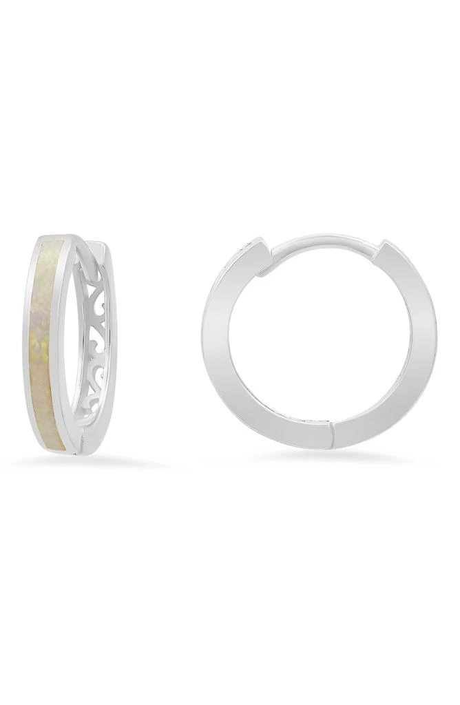 Queen Jewels Sterling Silver Lab Created Opal Filigree Hoop Earrings