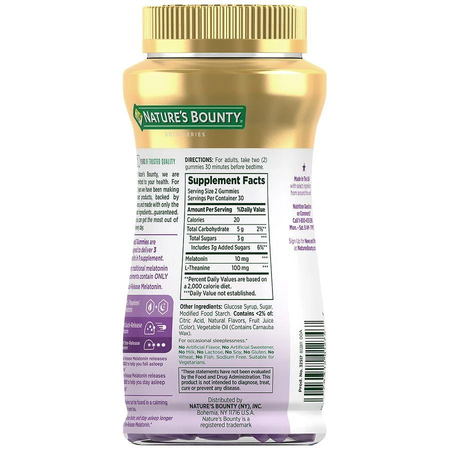 Nature's Bounty Sleep3 10 mg Melatonin Gummies, Drug-Free Blueberry 4
