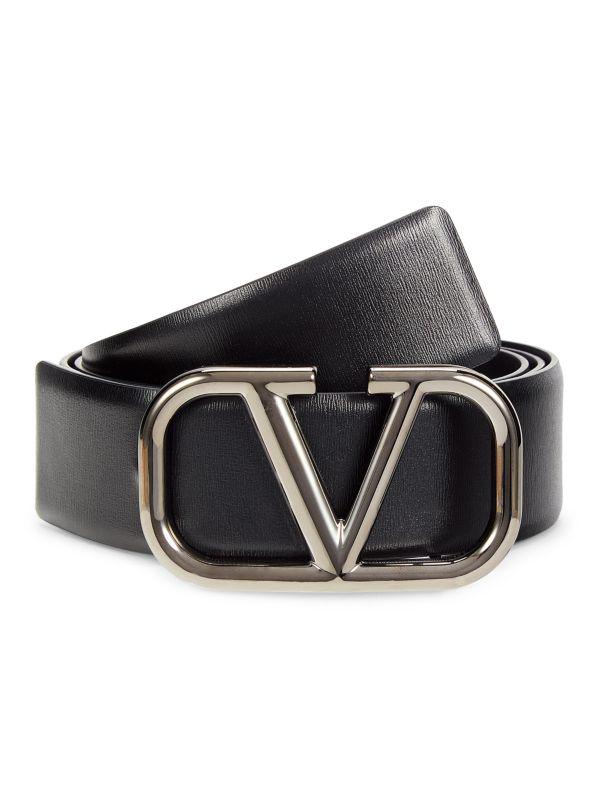 Valentino Logo Buckle Leather Belt