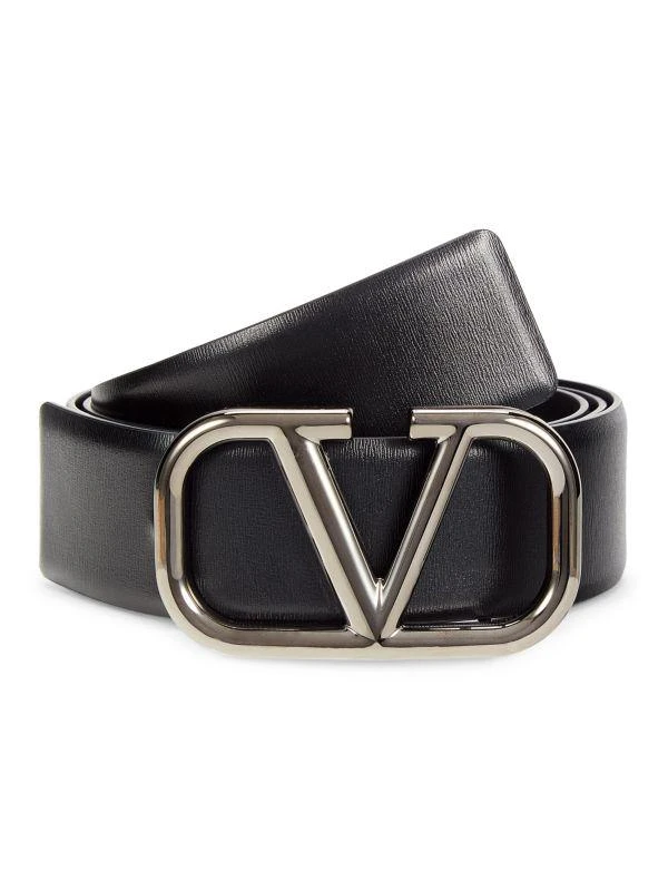 Valentino Logo Buckle Leather Belt 1