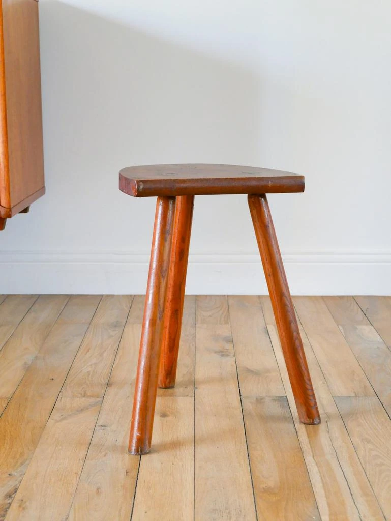 Mushroom Studio Tabouret Tripode Demi-Lune En Bois - Brutaliste - 1950 2