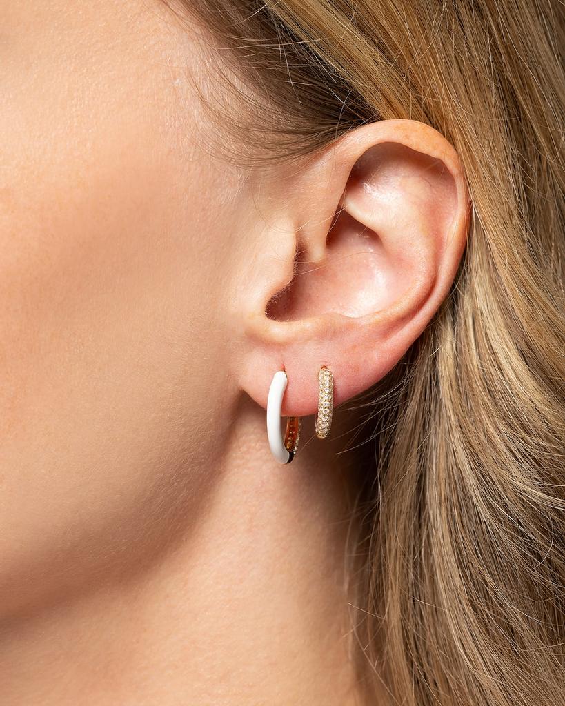 Emily P. Wheeler Baby Duo 18K Yellow Gold and White Enamel Earrings with Diamonds