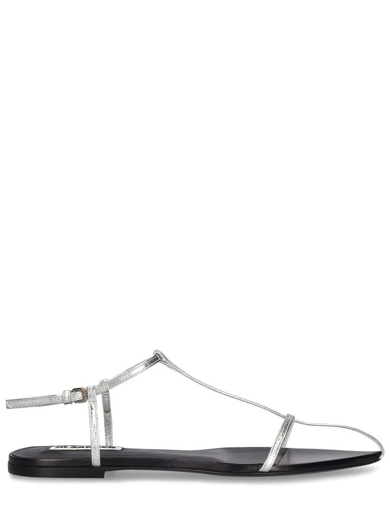 JIL SANDER 10mm Metallic Leather T-bar Sandals 1