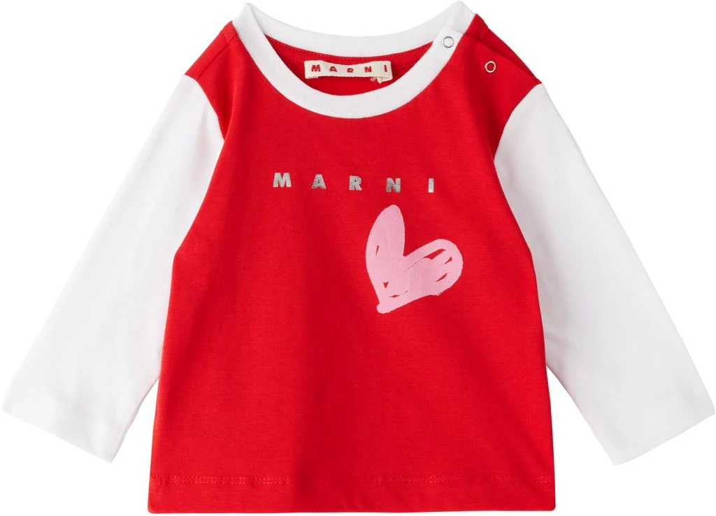 Marni Baby Red & White Cotton Jersey T-shirt 1