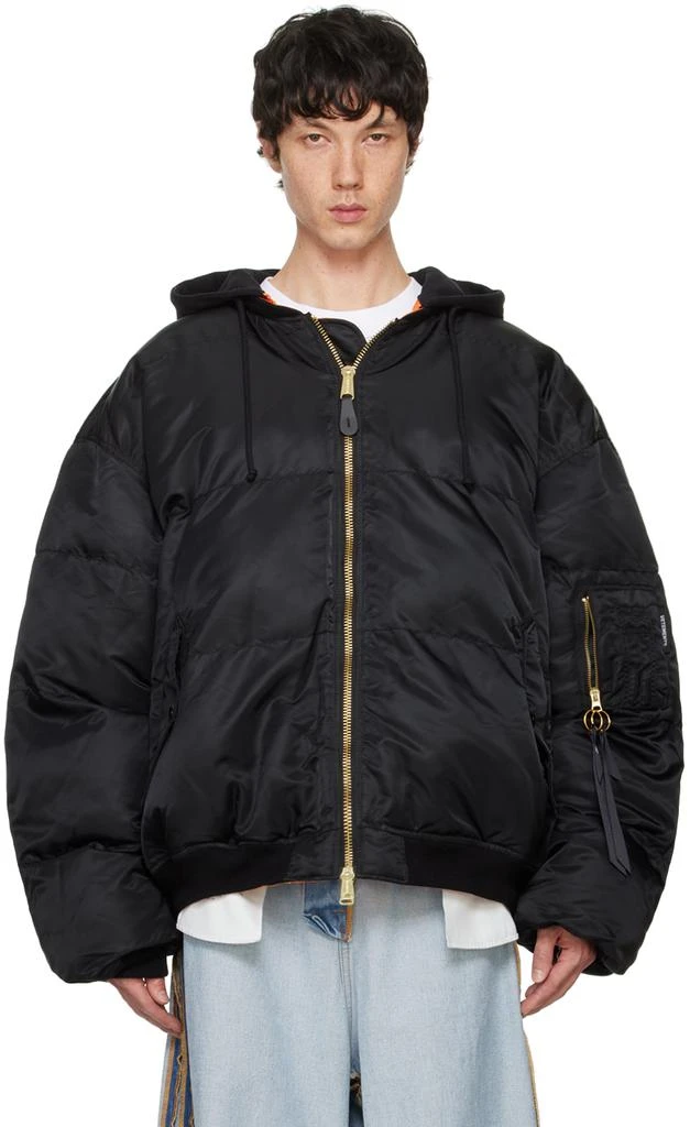 Vetements Black Quilted Hooded Reversible Bomber Jacket 1
