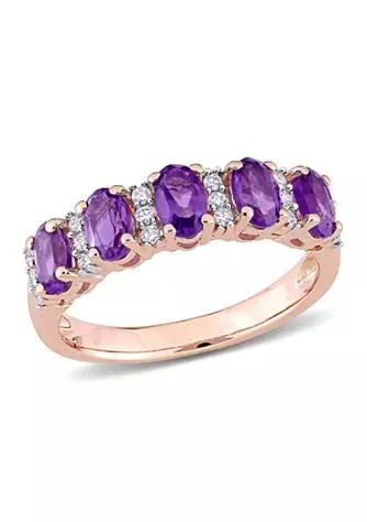 Belk & Co. Co. 1.16 Ct. T.w. Amethyst And 1 6 Ct. T.w. Diamond Semi Eternity Ring In 14K Rose Gold 1