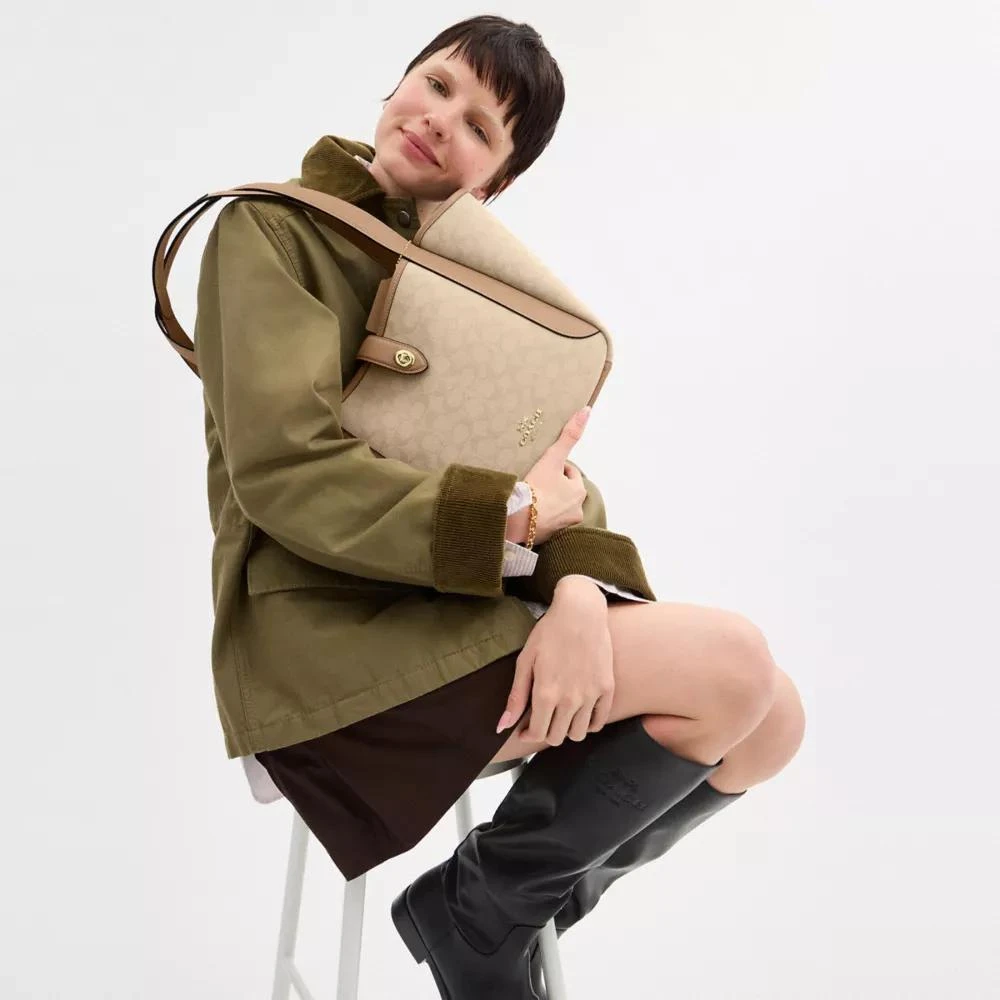 Coach Hadley Turnlock Tote Bag With Signature Canvas 2