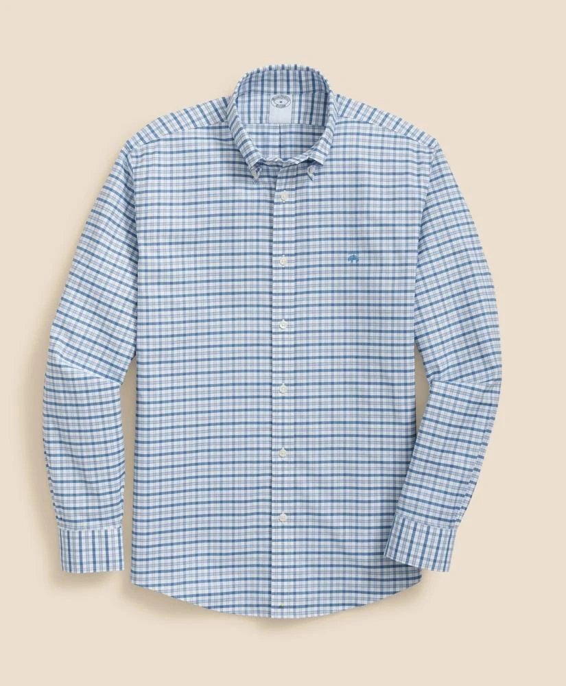Brooks Brothers Stretch Cotton Non-Iron Oxford Polo Button-Down Collar, Outline Check Shirt 4