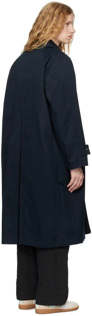 DOCUMENT Navy Ventile Cotton Inverted Pleats Balmacaan Coat 3