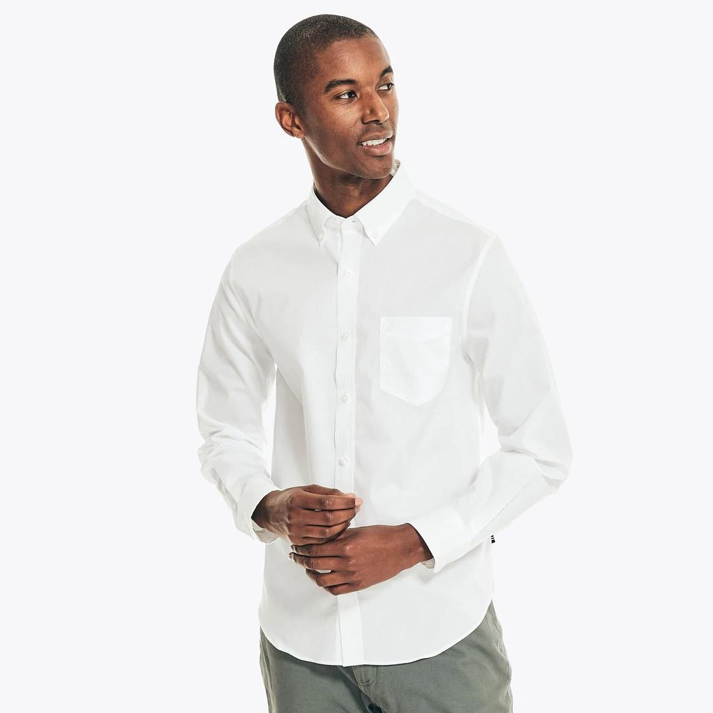 Nautica Nautica Mens Wrinkle-Resistant Wear To Work Poplin Shirt 1