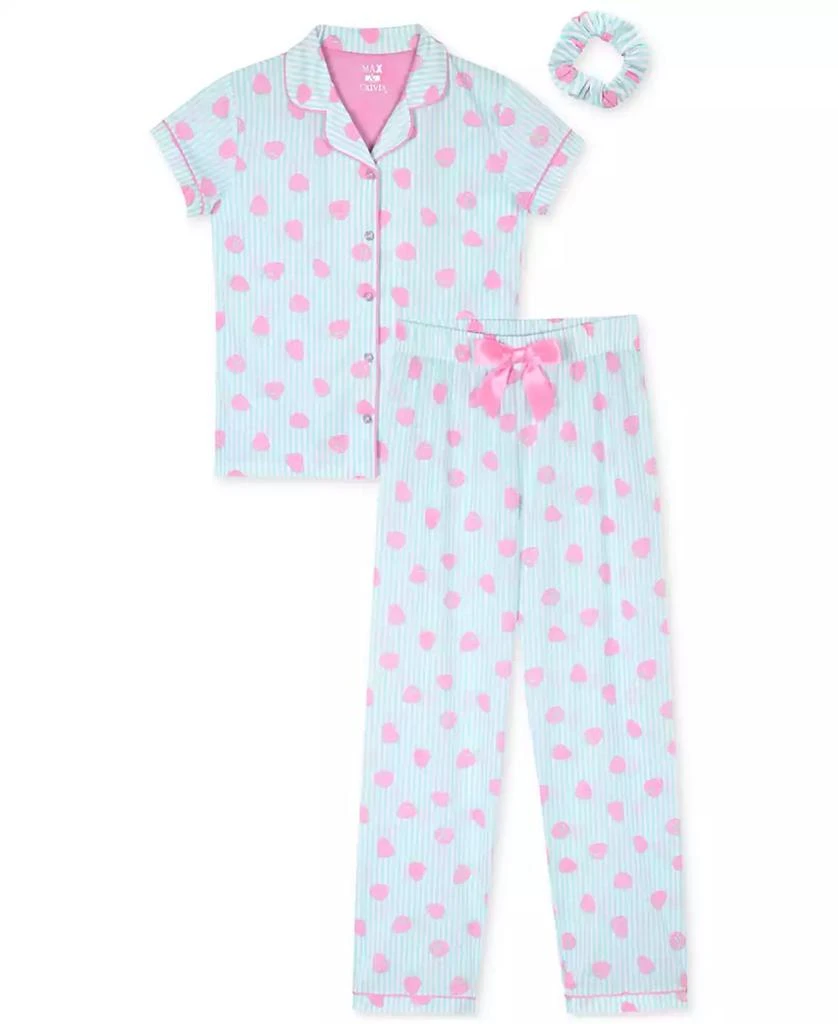 Max & Olivia Little & Big Girls Strawberry-Print Long Coat Pajamas, 3 Piece Set 1