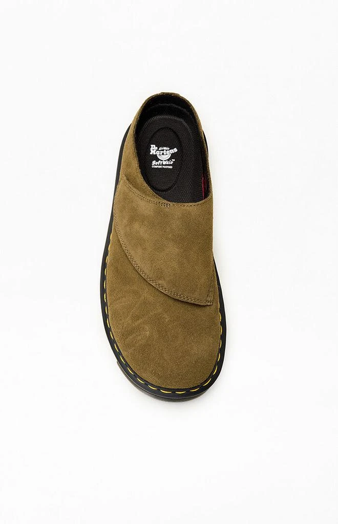 Dr. Martens Olive Zebzag Suede Anywair Platform Mules 5