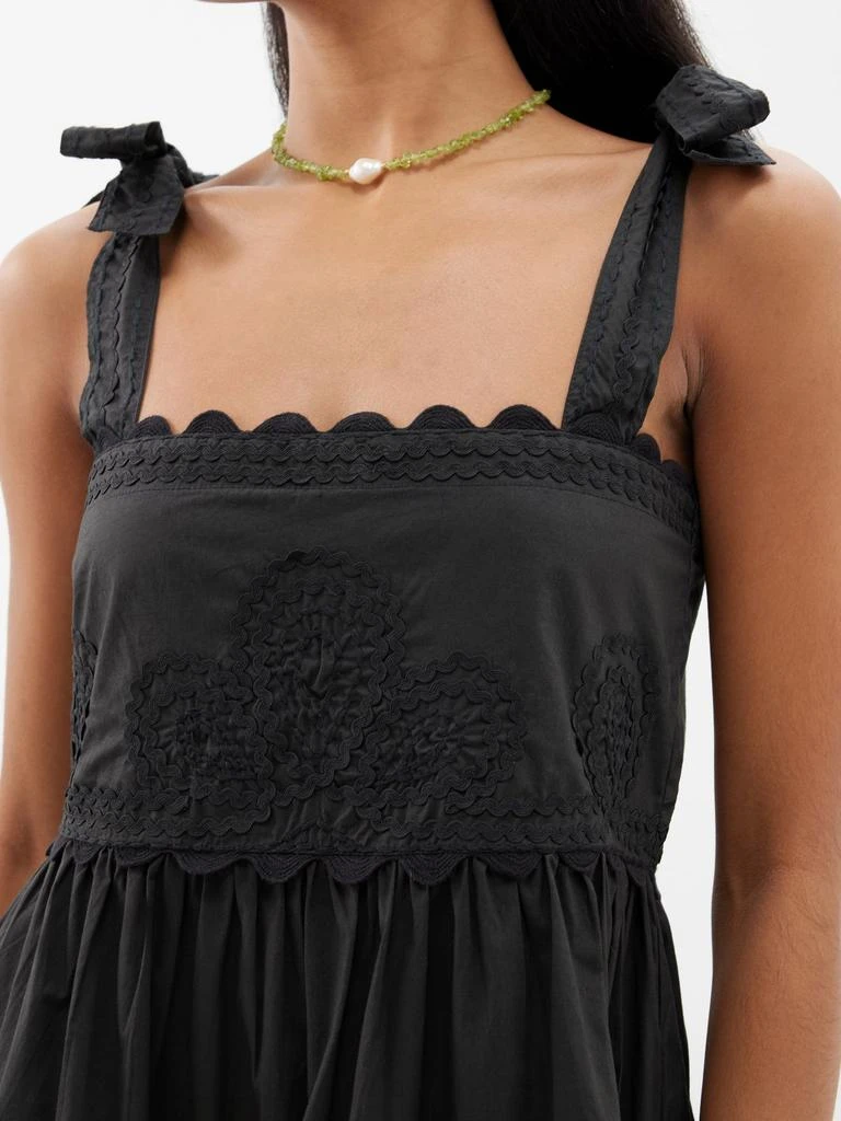 green emerald velvet dress Red Poplin Wide Hem Shorts with Cut-Out Embroidery main image 1
