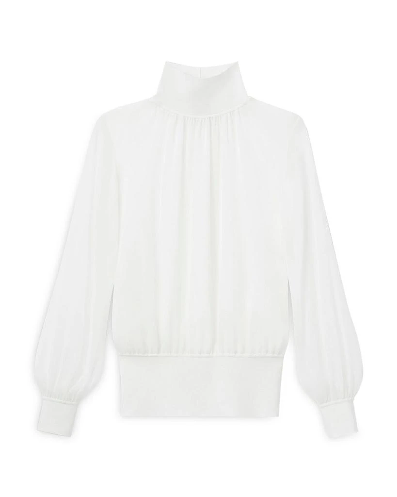 Lafayette 148 New York Knit Trim Turtleneck Blouse 1