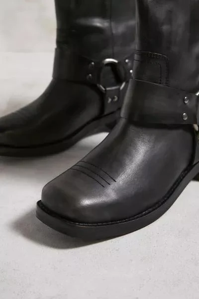 Urban Outfitters UO Black Leather Motocross Harness Boot 6