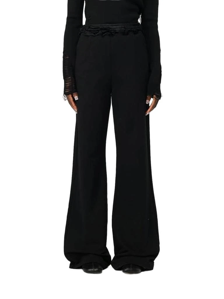 MM6 Relaxed Fit Flared Jogger Pants in Black Cotton