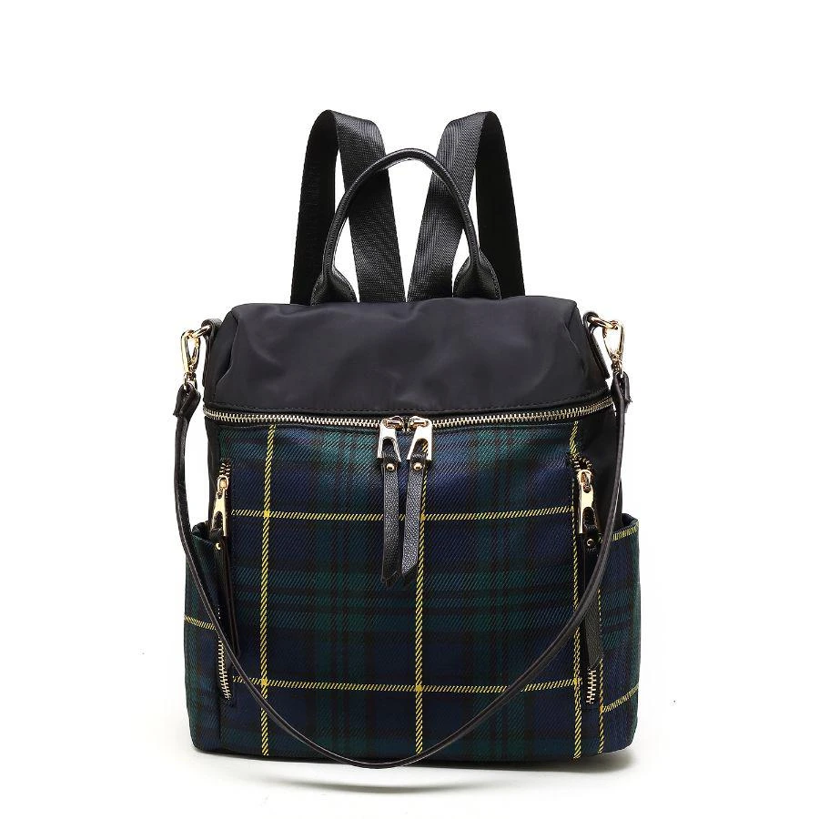 MKF Collection By Mia K. Nishi Nylon Plaid Backpack for Women's