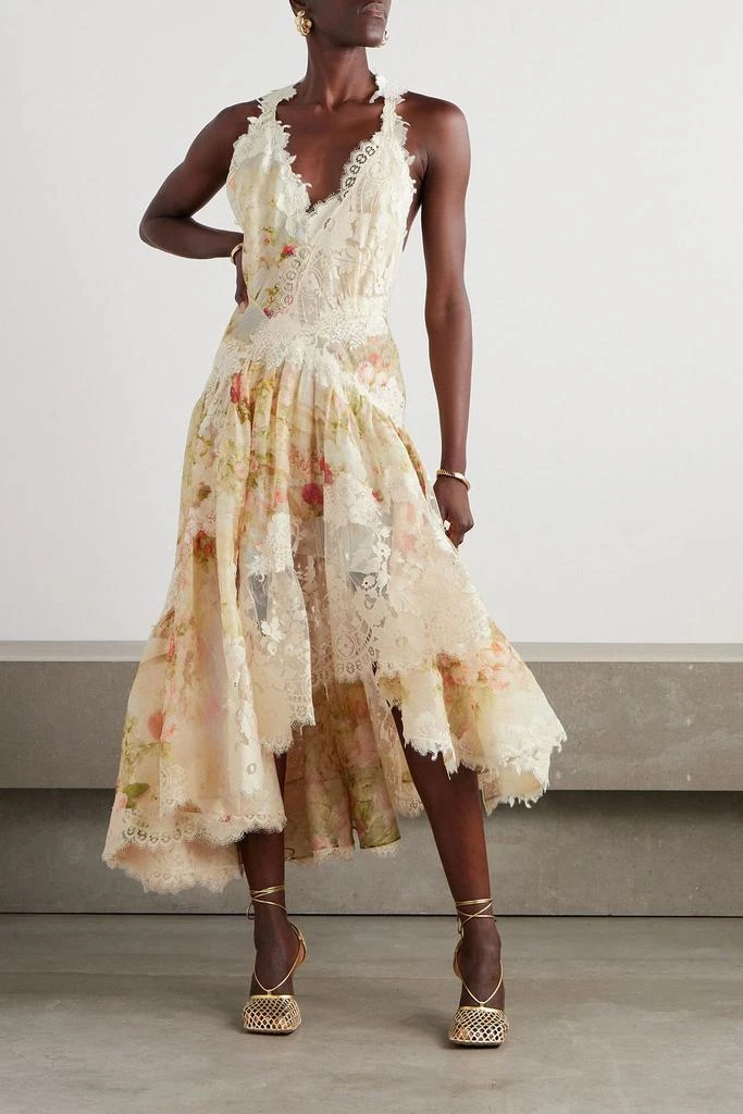 navy blue dress for baby girl Zimmermann Golden Asymmetric Dress in Yellow Toile Floral main image 0