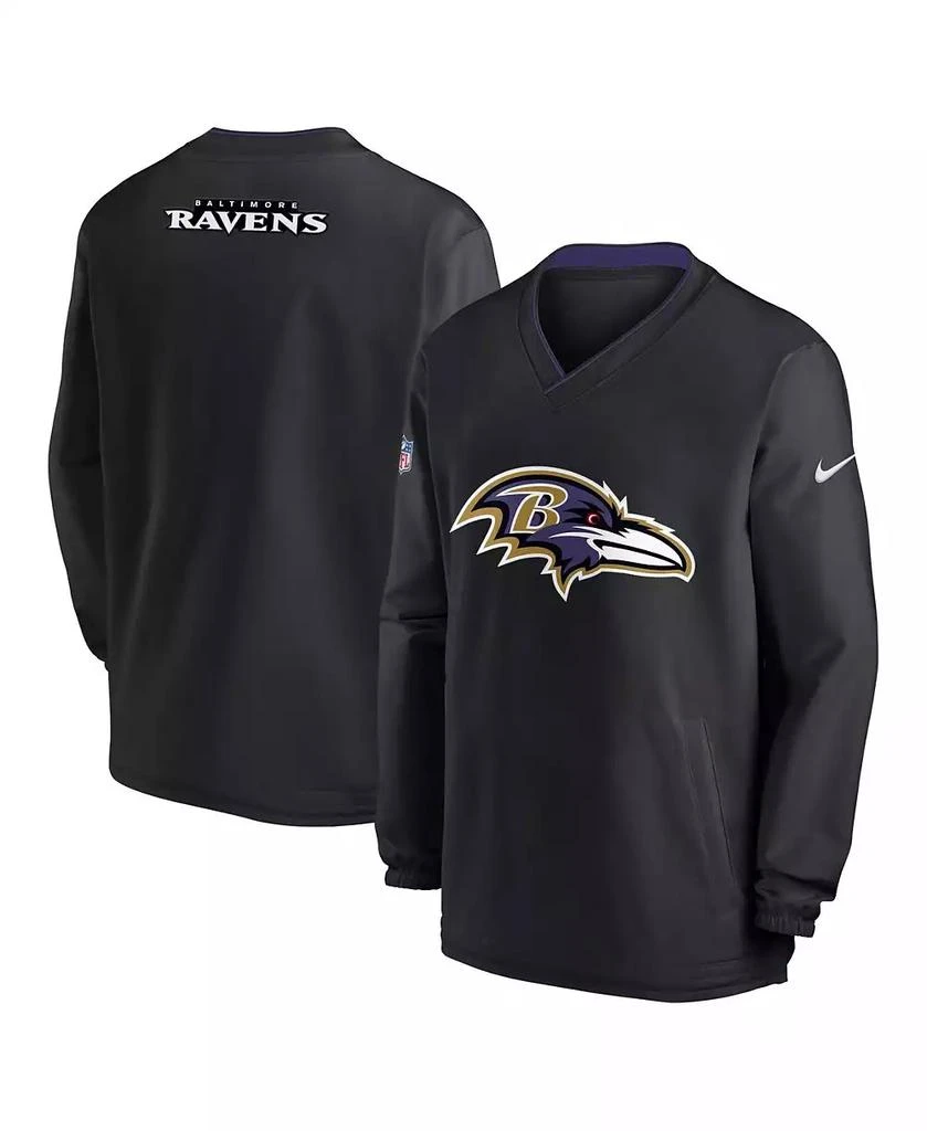 NIKE Men's Black Baltimore Ravens Sideline V-Neck Pullover Windbreaker 1