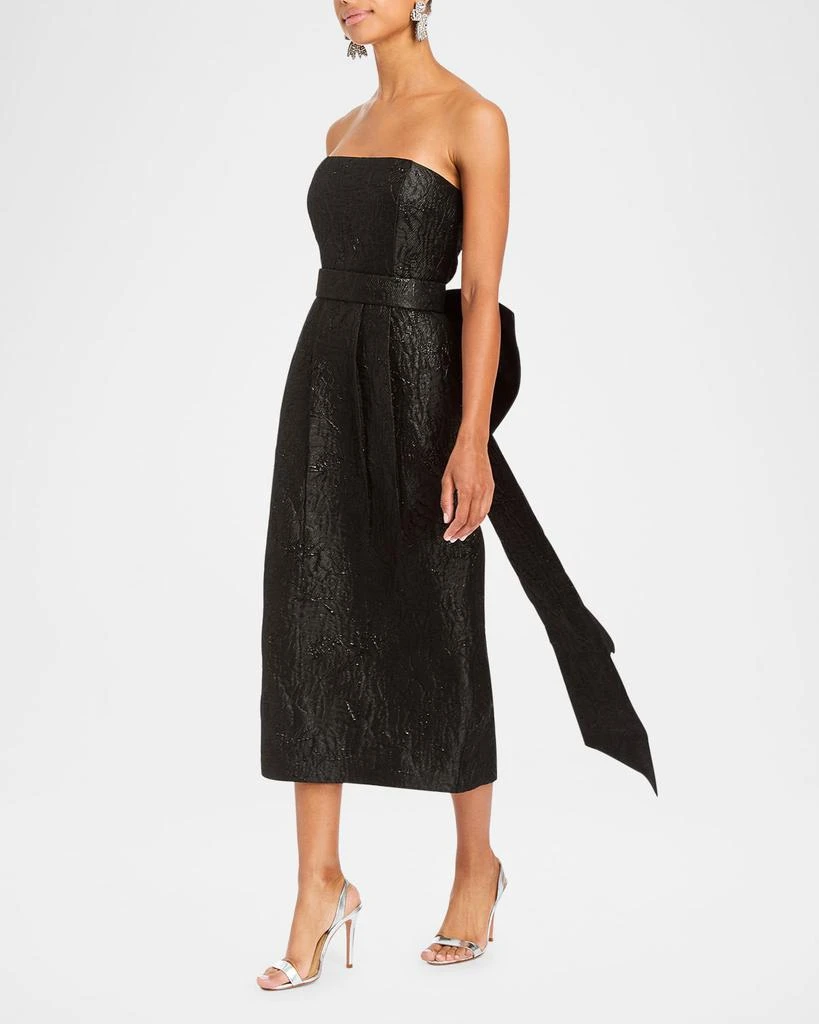 Mestiza New York Lorena Strapless Jacquard Bow Belt Midi Dress 4