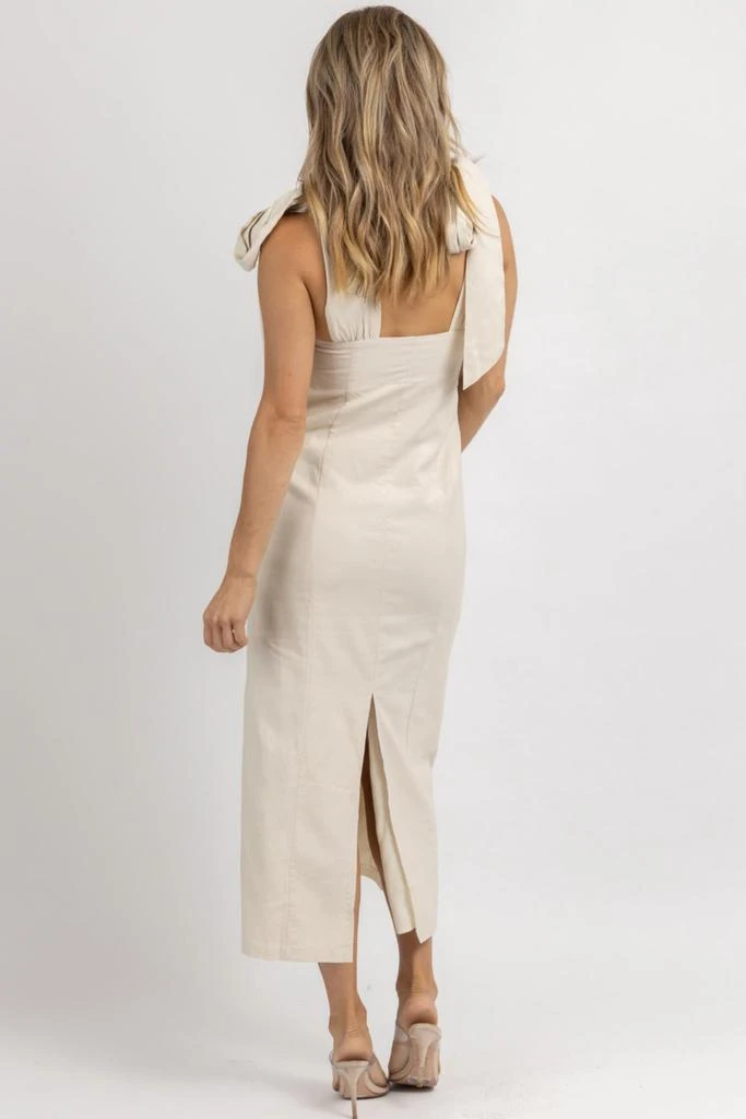 Bacon Lettuce Tomato Ella Linen Bow Strap Midi Dress In Taupe 3