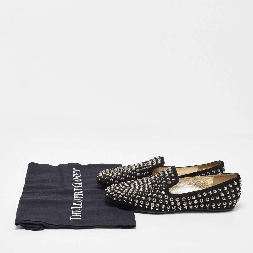 Jimmy Choo Jimmy Choo Black Suede Wheel Crystal Studded Smoking Slippers Size 35 9