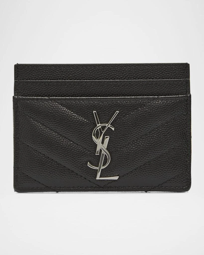 Yves Saint Laurent Cassandre YSL Monogram Card Case in Grained Leather 1