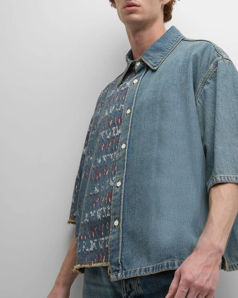 Lanvin Men's Asymmetric Denim Button-Down Shirt 6
