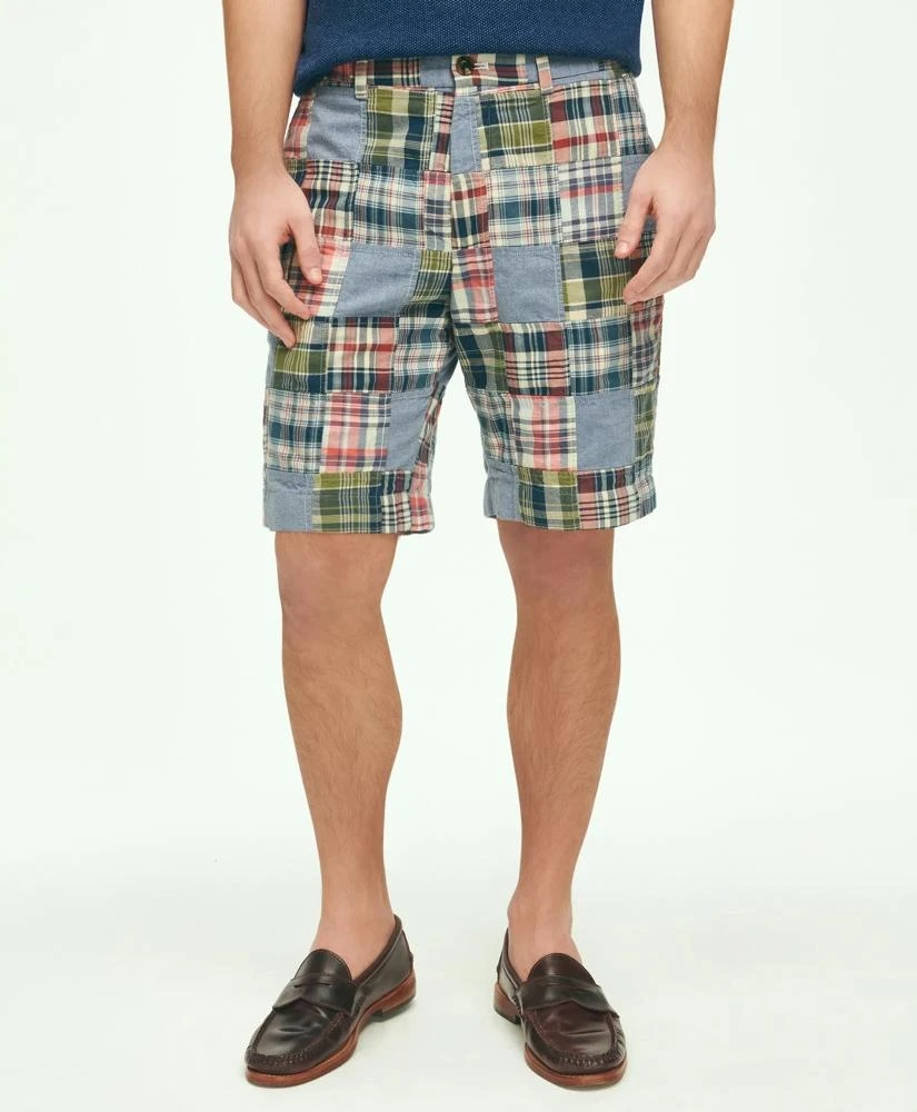 Brooks Brothers 9" Cotton Madras Chambray Patchwork Shorts 1