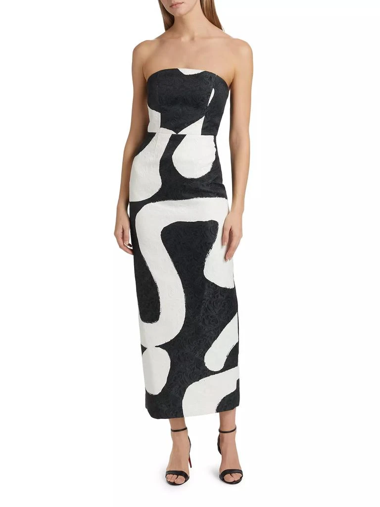 Milly Orion Ink Swirl Jacquard Midi Dress 3