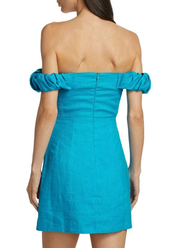 Hevron Sari Off-The-Shoulder Linen Mini Dress 2