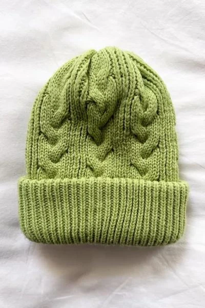 Urban Outfitters Adsum Cable Knit Lime Green Beanie 4