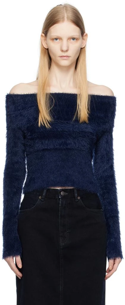 Acne Studios Navy Off Shoulder Sweater 1