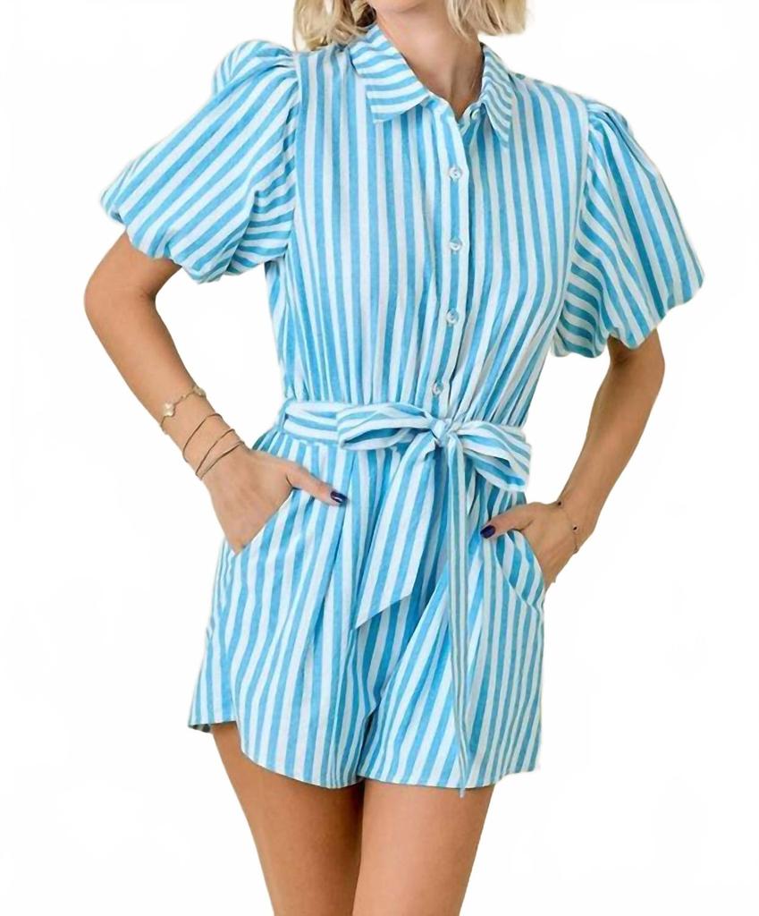 day + moon Striped Bubble Romper In Multi